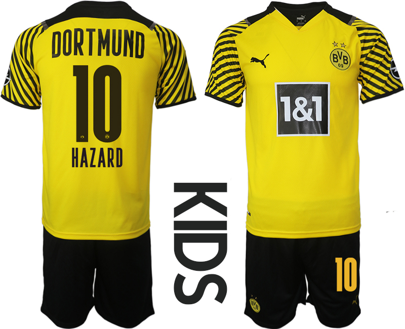 Cheap Youth 2021-2022 Club Borussia Dortmund home yellow 10 Soccer Jersey